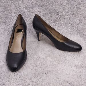 NWOT Liz Claiborne "Cammie" Black Leather High Heel Pump 11‎ M  Round Toe
